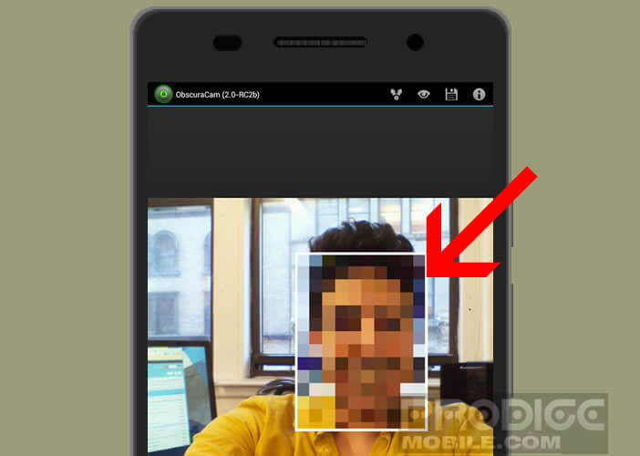 Déplacez le tag pou pixeliser la figure d’un individu sur une image