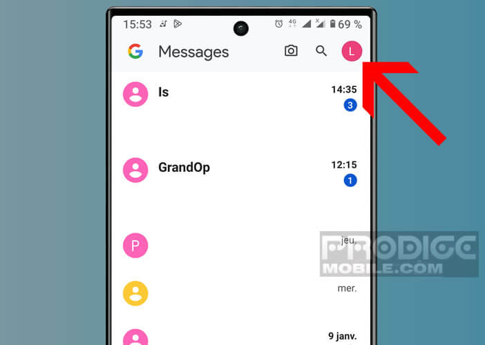 Retrouver l’icône profil de votre messagerie SMS