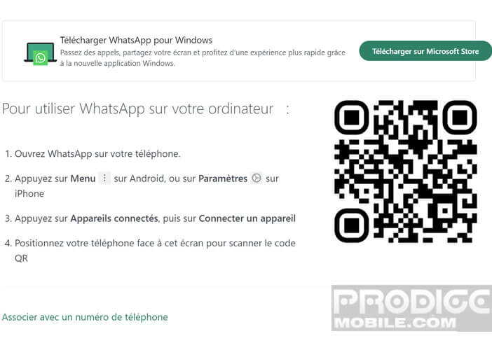 Connecter votre messagerie WhatsApp à votre PC à l’aide d’un QR code