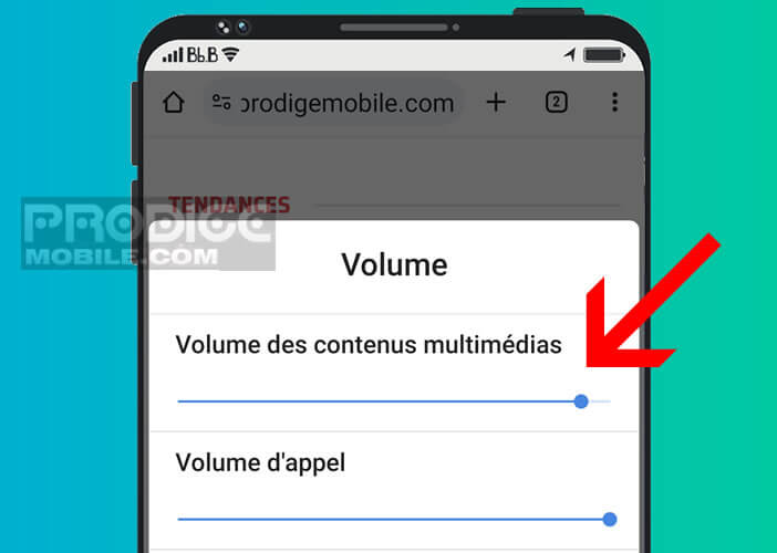 Accéder à la fenêtre des paramètres gérant les options de son sur Android