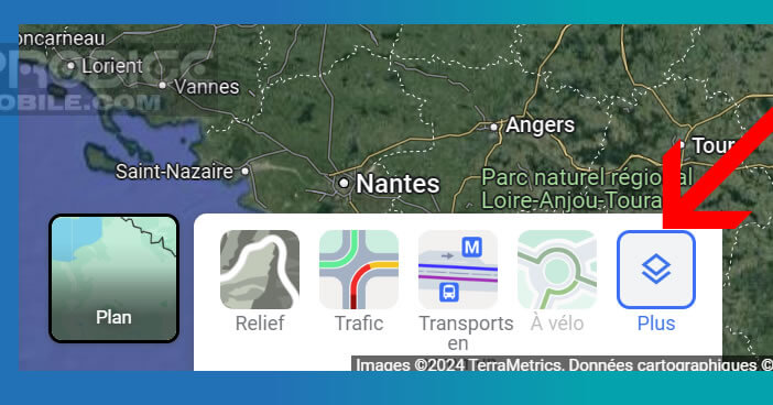 Utilisez le bouton Plus du service de cartographie