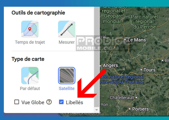 Supprimer les libellés des cartes de Google Maps