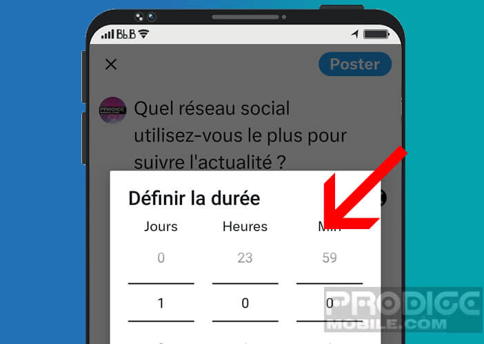 Définir la durée pendant laquelle les internautes pourront répondre à votre sondage