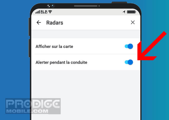 Désactiver les notifications vocales d’alerte de radars pendant la conduite