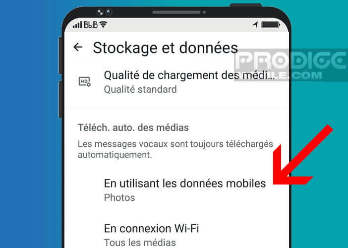 Modifier les règles de téléchargement automatique des médias