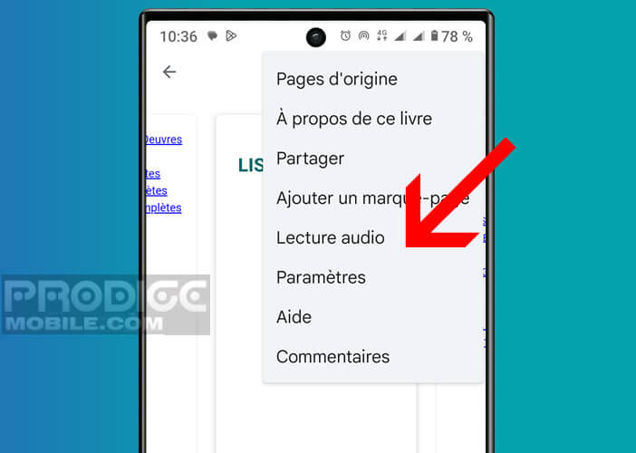 Activer la lecture à voix haute sur Google Play Livres pour écouter des ebooks en audio sur Android