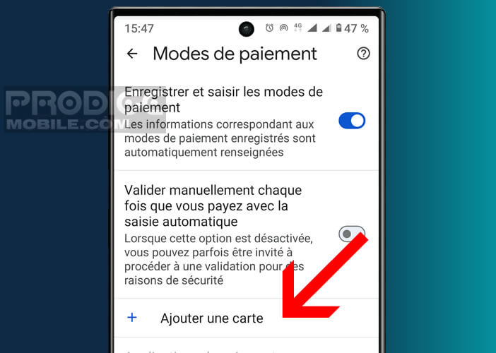 Enregistrer les informations de votre carte bancaire sur votre smartphone