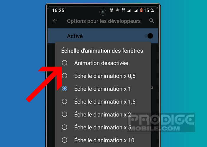 Désactiver les animations sur Android pour obtenir une navigation plus fluide