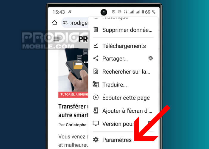 Modifier les paramètres de configuration de Google Chrome