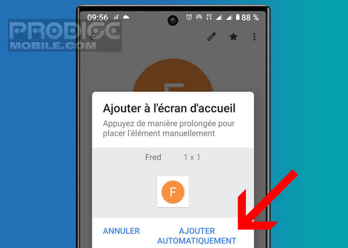 Laisser Android placer automatiquement l’icône sur le bureau