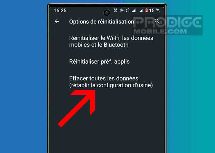 Rétablir la configuration d’usine de votre téléphone