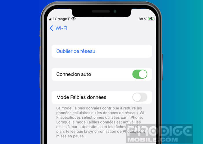 Affichage des informations du réseau Wi-Fi avec le SSID