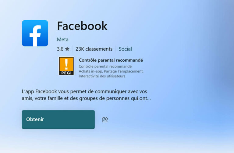 Application Facebook pour les ordinateurs Windows