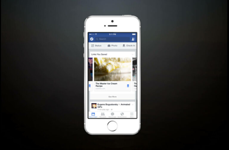 Outil Facebook permettant de sauvegarder du contenu sur l'application mobile et l'interface web